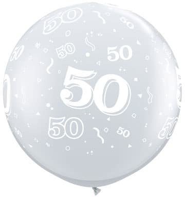 (image for) 3ft Diamond Clear 50 Around Giant Latex Balloons 2pk