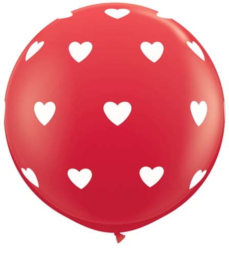 (image for) 3ft Red Big Hearts Around Giant Latex Balloons 2pk