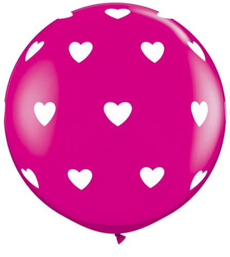 3ft Wild Berry Big Hearts Giant Latex Balloons 2pk