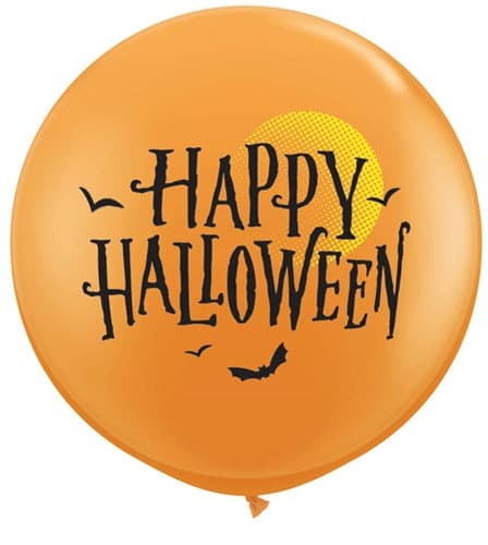 3ft Halloween Moon And Bats Latex Balloons 2pk