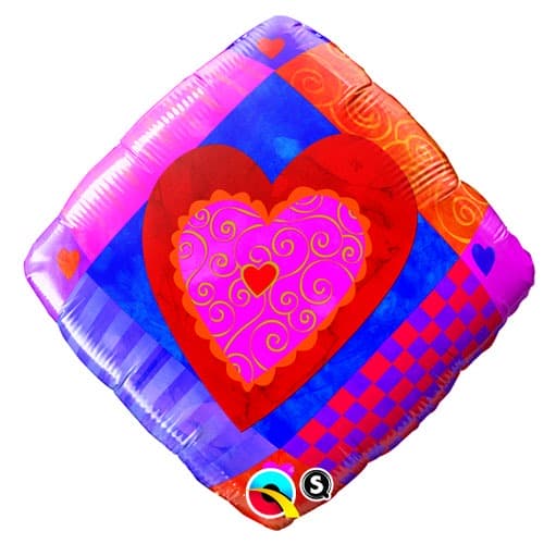 18" Heart Accent Patterns Diamond Foil Balloons