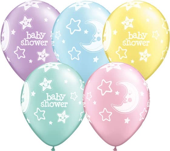 (image for) 11" Baby Shower Moons And Stars Latex Balloons 25pk