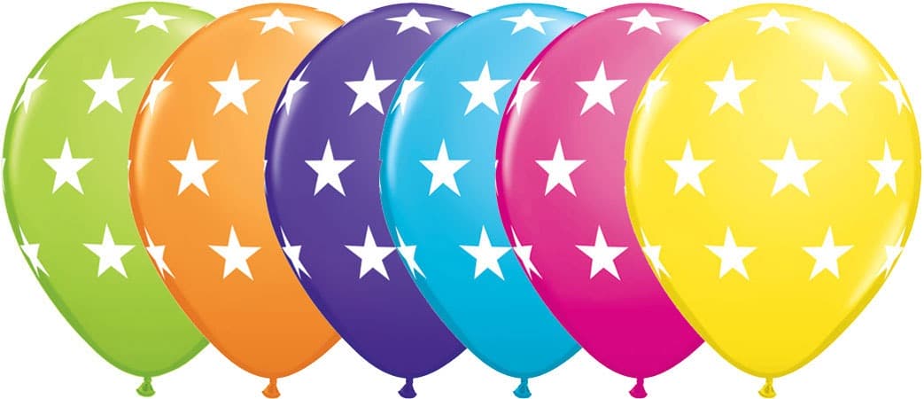 11" Assorted Big Stars Latex Balloons 25pk