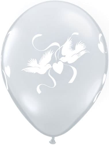 (image for) 11" Diamond Clear Love Doves Latex Balloons 50pk