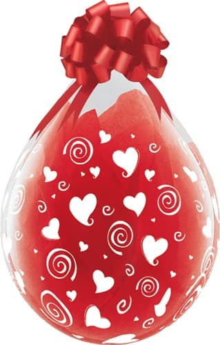 (image for) 18" Swirling Hearts Diamond Clear Stuffing Latex Balloon 25pk