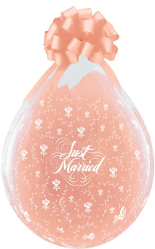 (image for) 18" Just Married Flowers-A-Round Stuffing Latex Balloons 25pk