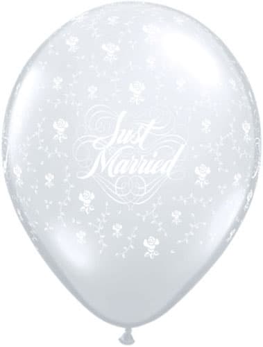 (image for) 11" Just Married Flowers Around Latex Balloons 25pk