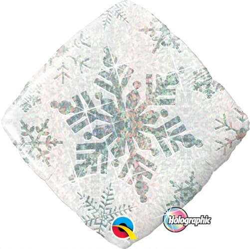 18" White Snowflake Sparkle Diamond Foil Balloons