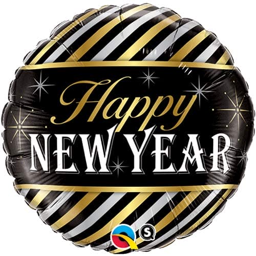 (image for) 18" New Year Diagonal Stripes Foil Balloons