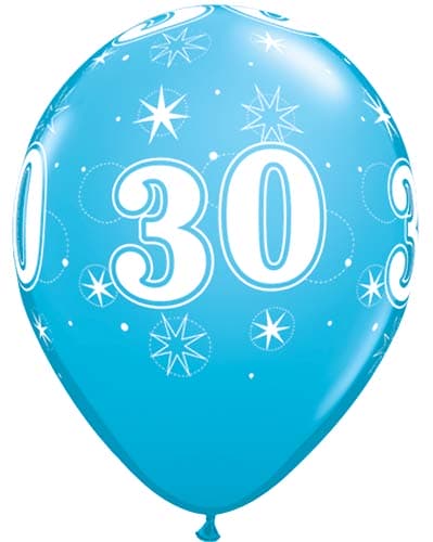 (image for) 11" 30 Robins Egg Blue Sparkles A Round Latex Balloons 25pk