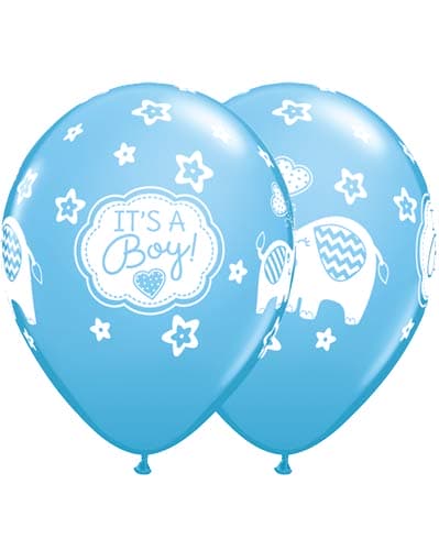 11" Its A Boy Elephants Latex Balloons 25pk