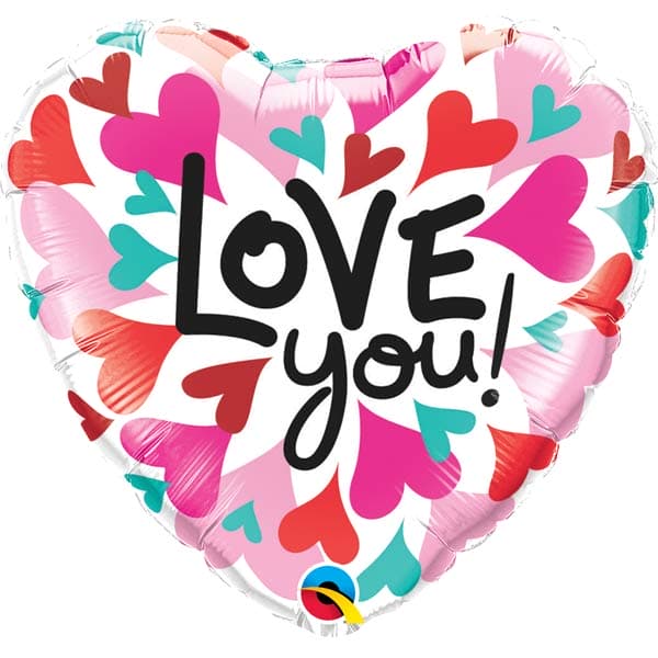 18" Love You Converging Hearts Foil Balloons