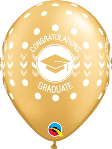 (image for) 11" Gold Congratulations Graduate Dots Latex Balloons 25pk