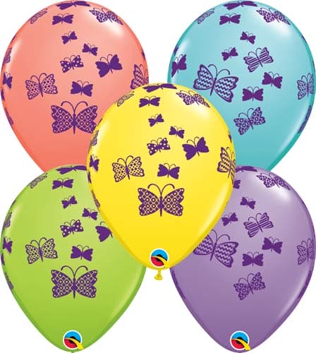 (image for) 11" Butterflies Rising Latex Balloons 25pk
