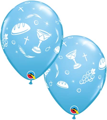 (image for) 11" Pale Blue Communion Elements Latex Balloons 25pk