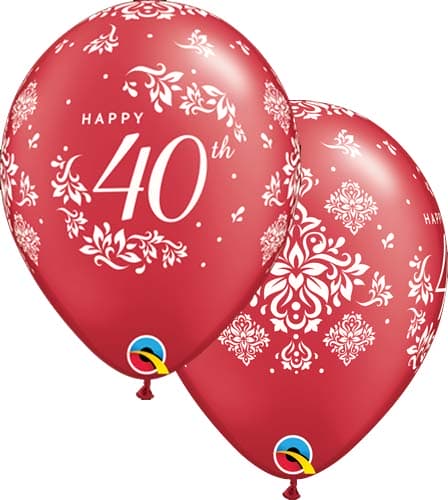 (image for) 11" 40th Anniversary Damask Latex Balloons 25pk