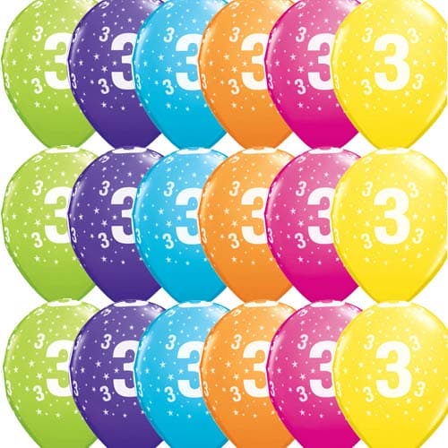 11" 3 Stars Tropical Assorted Latex Balloons 25pk