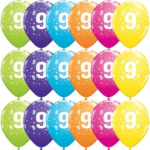 11" 9 Stars Tropical Assorted Latex Balloons 25pk