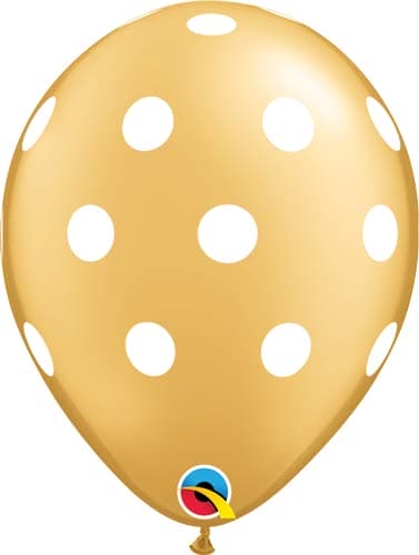 (image for) 11" Gold With White Polka Dots Latex Balloons 25pk