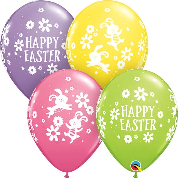 (image for) 11" Easter Bunnie And Daisies Latex Balloons 25pk