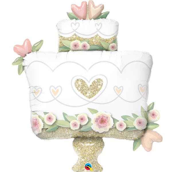 Glittering Gold Wedding Cake Supershape Balloons