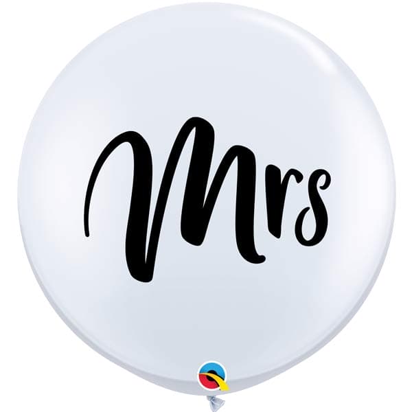 (image for) 3ft White Mrs Giant Latex Balloons 2pk
