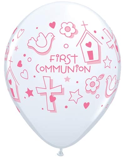 (image for) 11" Girls First Communion Symbols Latex Balloons 25pk