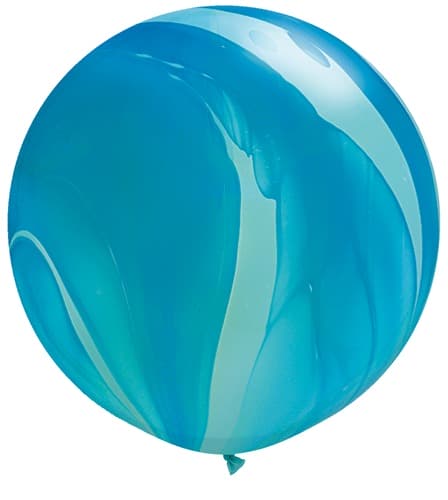(image for) 30" Blue Rainbow Super Agate Latex Balloons 2pk