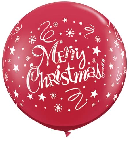 (image for) 3ft Ruby Red Christmas Festive Latex Balloons 2pk