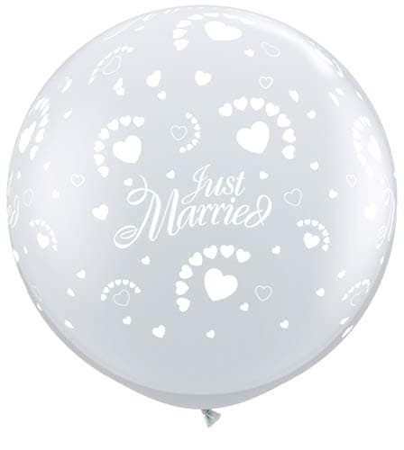 (image for) 3ft Just Married Hearts Neck Down Giant Latex Balloons 2pk