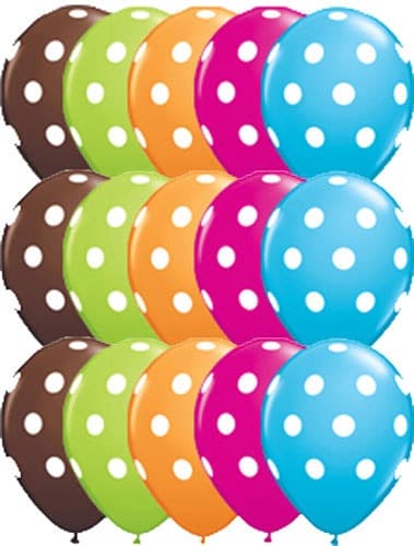11" Big Polka Dots Mixed Latex Balloons 50pk