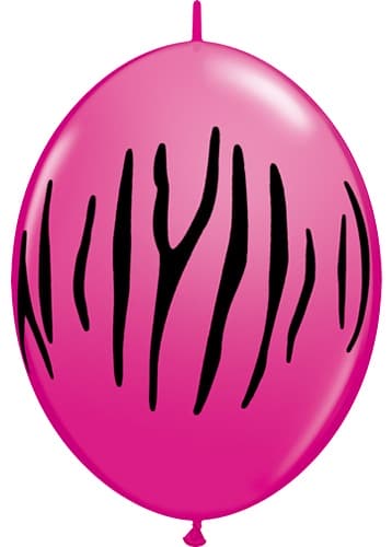(image for) 12" Wild Berry Zebra Stripes Quick Link Latex Balloons 50pk