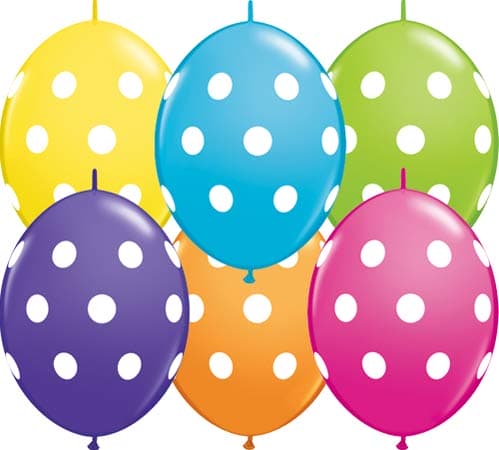 12" Tropical Assorted Big Polka Dots Quick Links Latex 50pk
