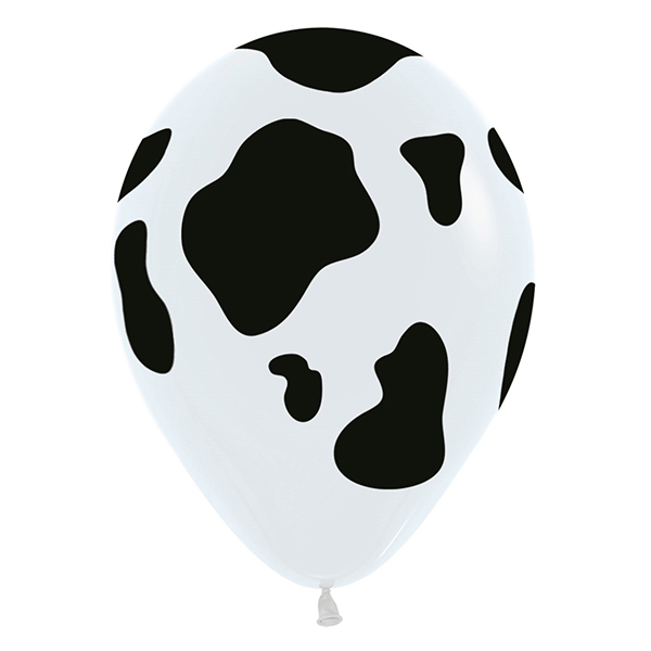 12" White Cow Latex Balloons 25pk