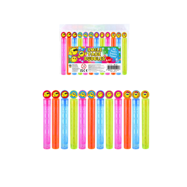 Yellow Smile Faces Mini Party Bubble Tubes 12pk