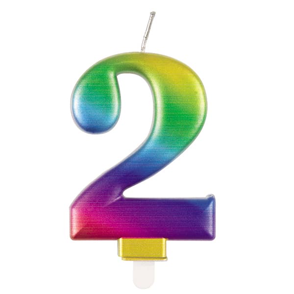Metallic Rainbow Number 2 Candle