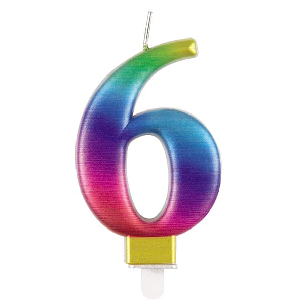(image for) Metallic Rainbow Number 6 Candle