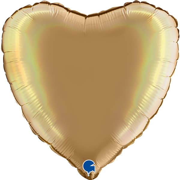 18" Grabo Rainbow Holographic Champagne Heart Foil Balloons