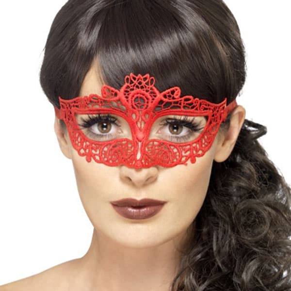 Red Embroidered Floral Lace Eyemasks