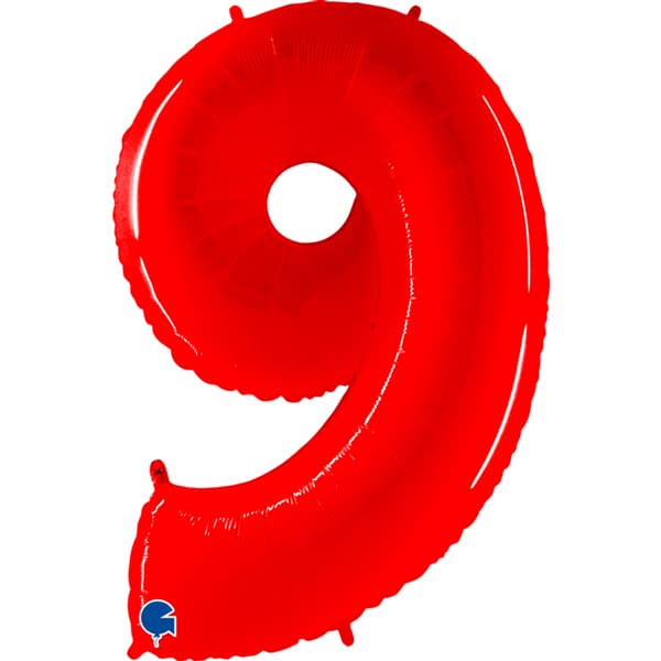 40" Grabo Red Shiny Number 9 Supershape Balloons