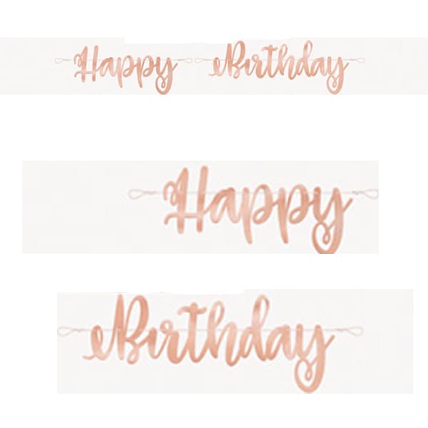 Rose Gold Happy Birthday Script Banner