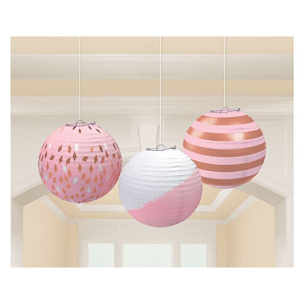 (image for) Rose Gold Blush Paper Lanterns 3pk