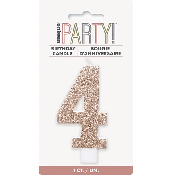 Rose Gold Glitter Age 4 Candle