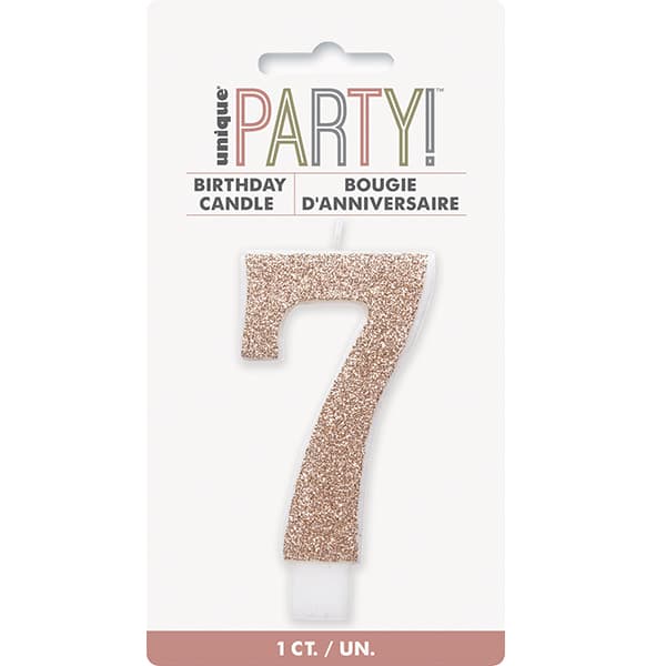 Rose Gold Glitter Age 7 Candle
