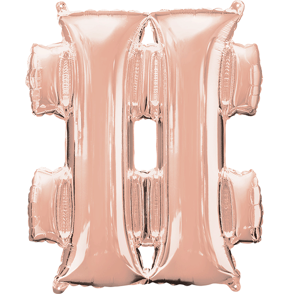 16" Hashtag Rose Gold Air Fill Balloons