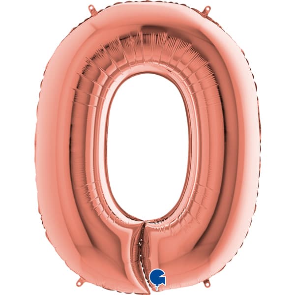40" Grabo Rose Gold Number 0 Shape Balloons
