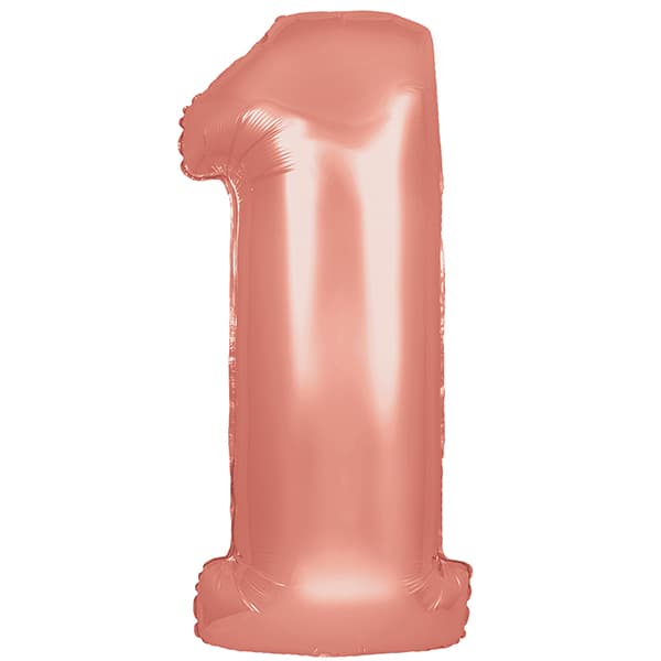 34" Oaktree Rose Gold Number 1 Shape Balloons