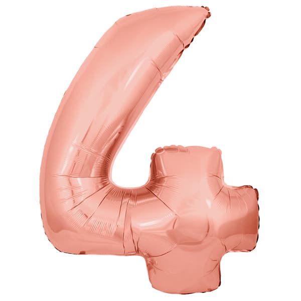 34" Oaktree Rose Gold Number 4 Shape Balloons