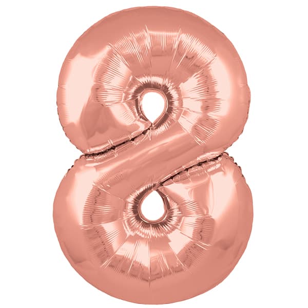 34" Oaktree Rose Gold Number 8 Shape Balloons