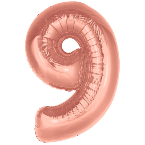 34" Oaktree Rose Gold Number 9 Shape Balloons
